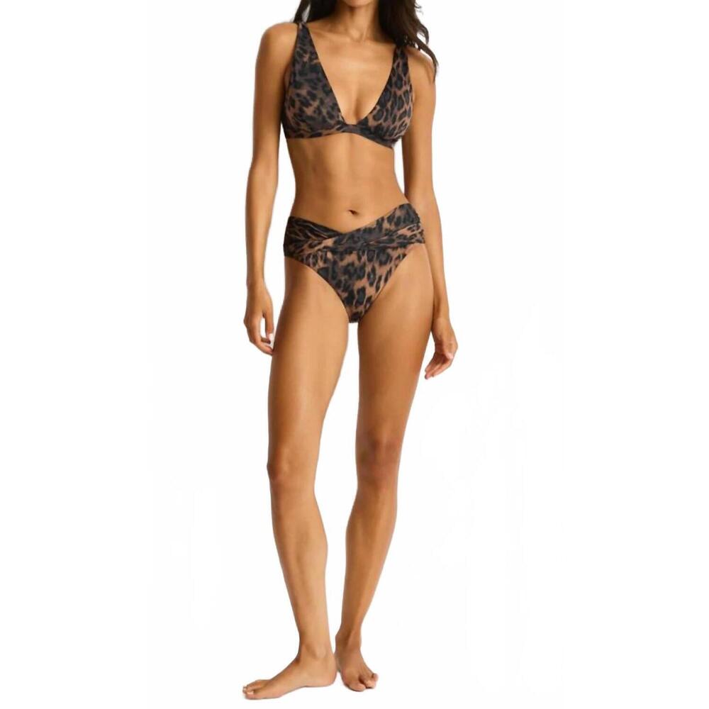 NEW SEA LEVEL AUSTRALIA savanna plunge bikini top in dark chocolate